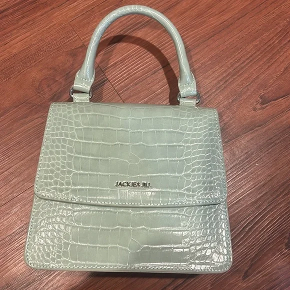 Jackie & Jill Crossbody Convertible Handbag. Purse Mint Green Faux Croc Dust Bag - Picture 3 of 4